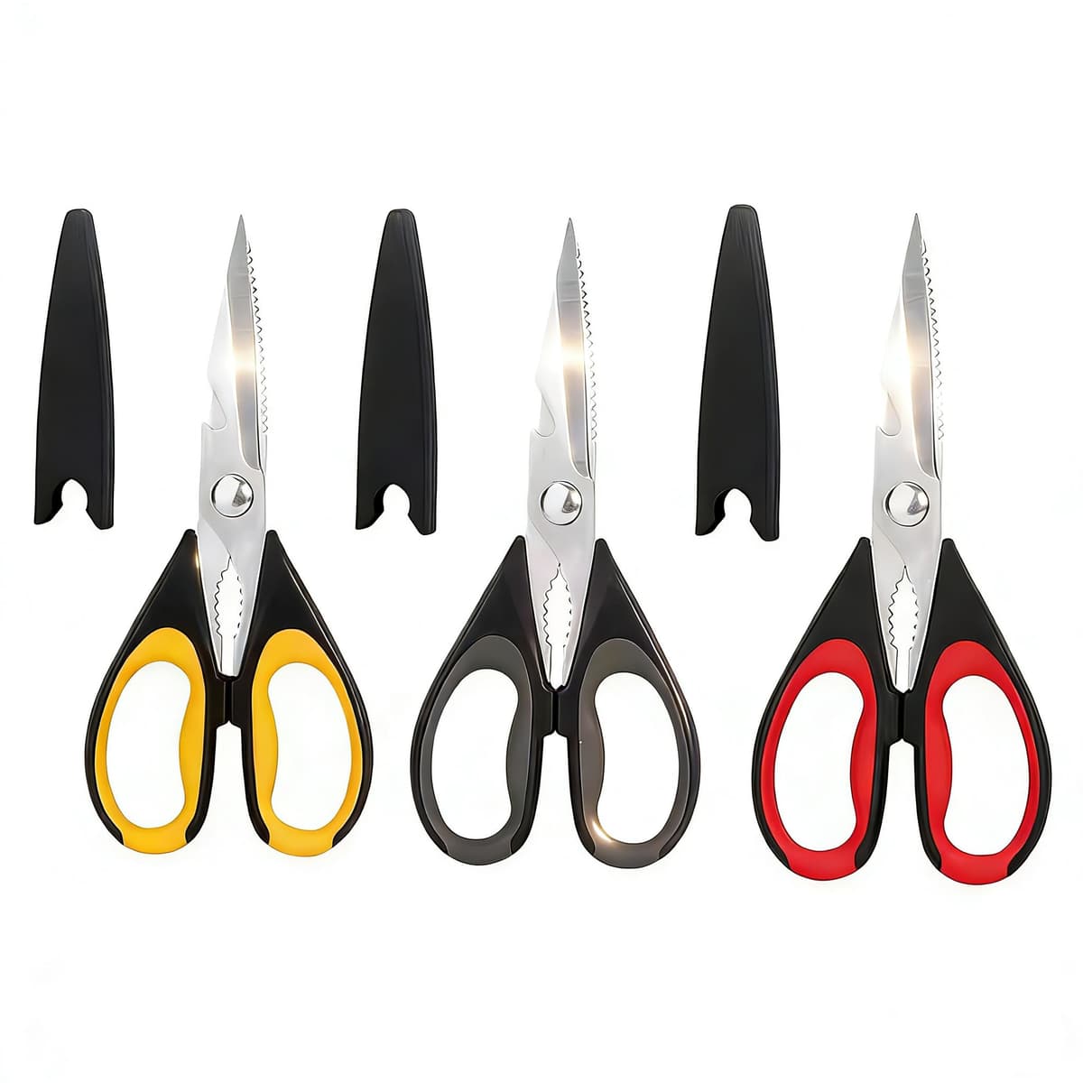 Magnificent Kitchen Scissor, Heavy Duty Scissors for Kitchen Use with Safety Cover & Soft Grip & Multi-Functional Utility Scissors, Shears for Meat Poultry Herbs Cutting, Bottle Jar Opener — view 10