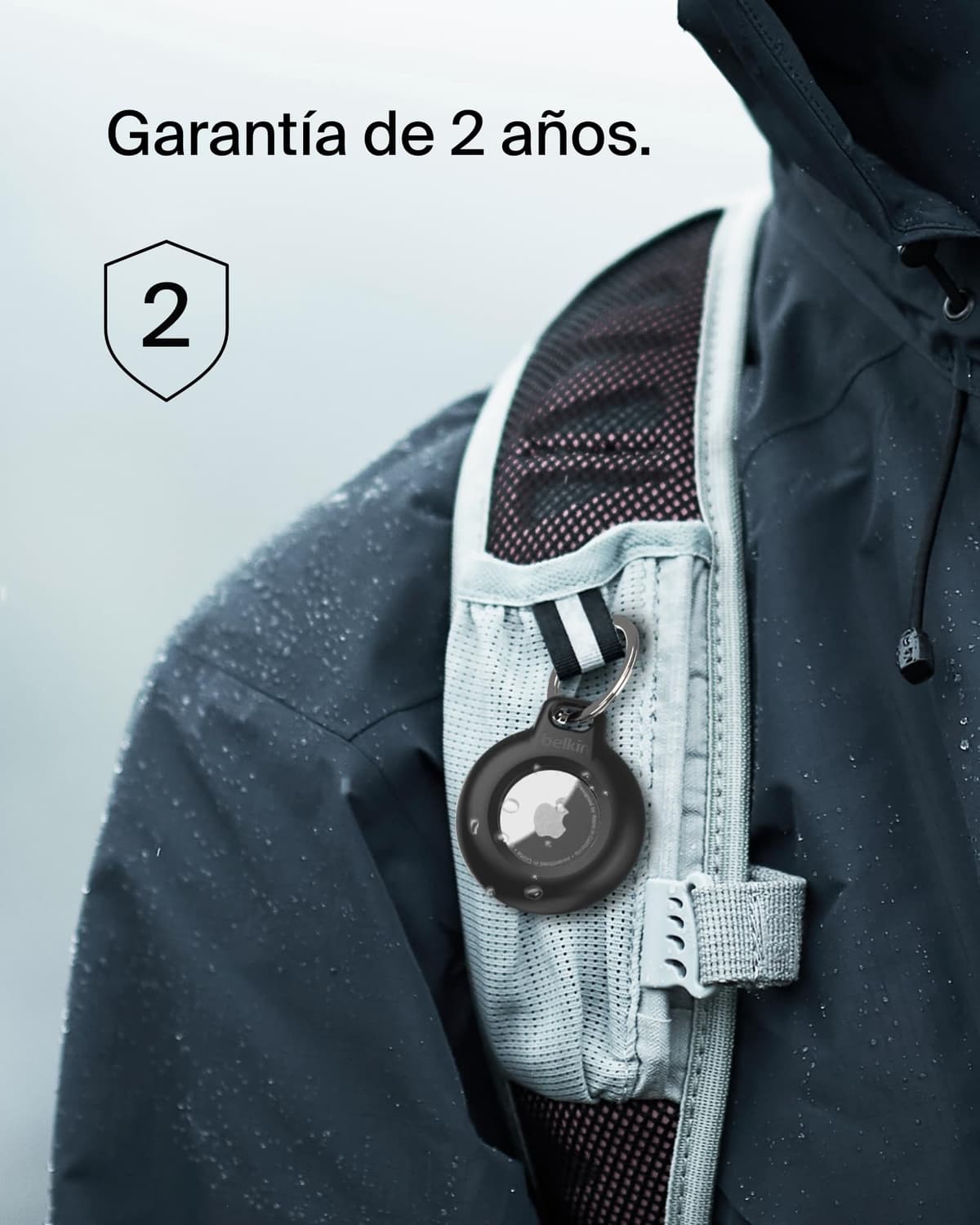 Belkin Secure Holder Funda Impermeable con Llavero para AirTag, Cubierta Resistente y antiarañazos, Accesorio Protector con Anillo para Llaves, Mascotas, Mochilas, Maletas y Otros, Negro una Unidad — view 6