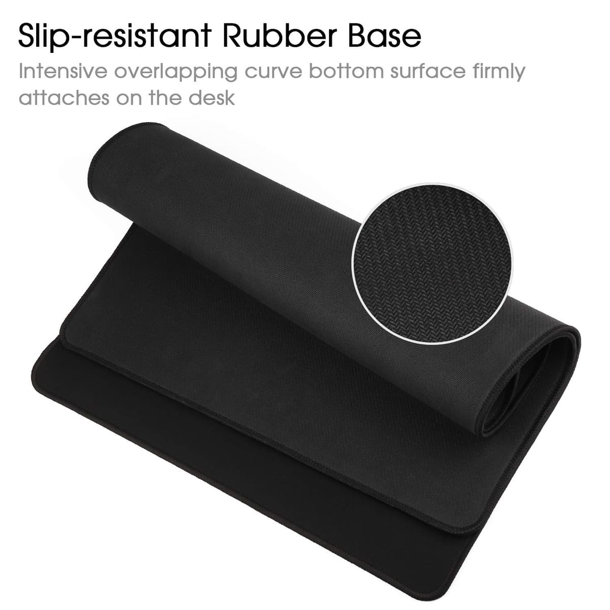 HIHUHEN Mouse mat/Large Mouse Pad 600x300x3 mm | XL mousepad | desk mat/Gaming Mouse pad | improved precision and speed | rubber base for stable grip on smooth surfaces | table pad(60x30 Black) — view 4