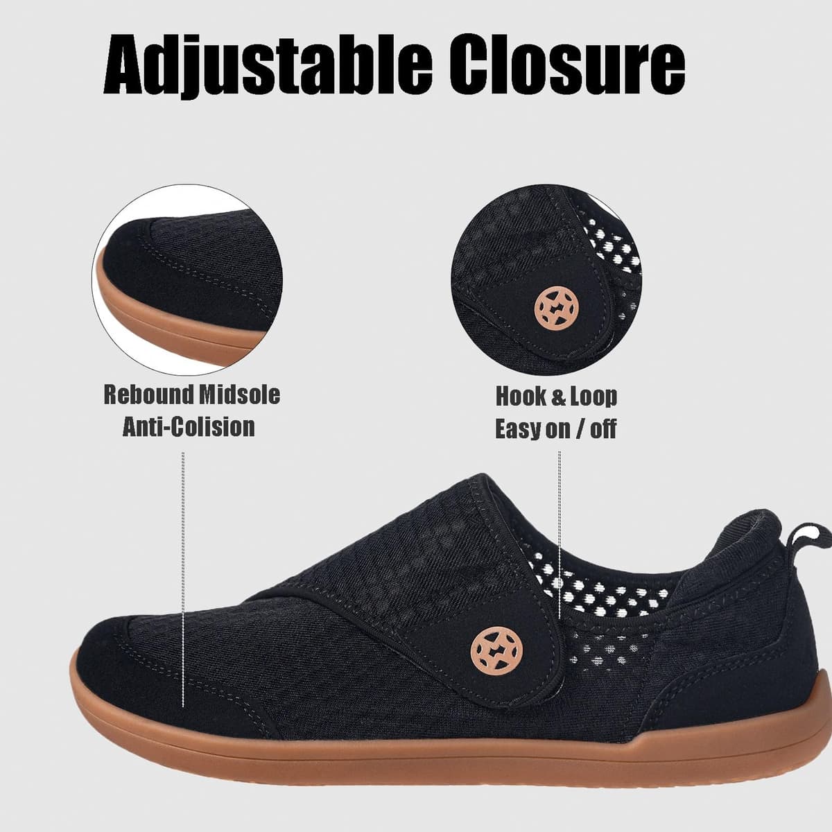 Diabetic Shoes for Women Men Extra Wide Breathable Lightweight Non-Slip Adjustable Comfortable Orthopedic Walking Sneakers Footwear Edema Arthritis Elderly Elderly — view 4