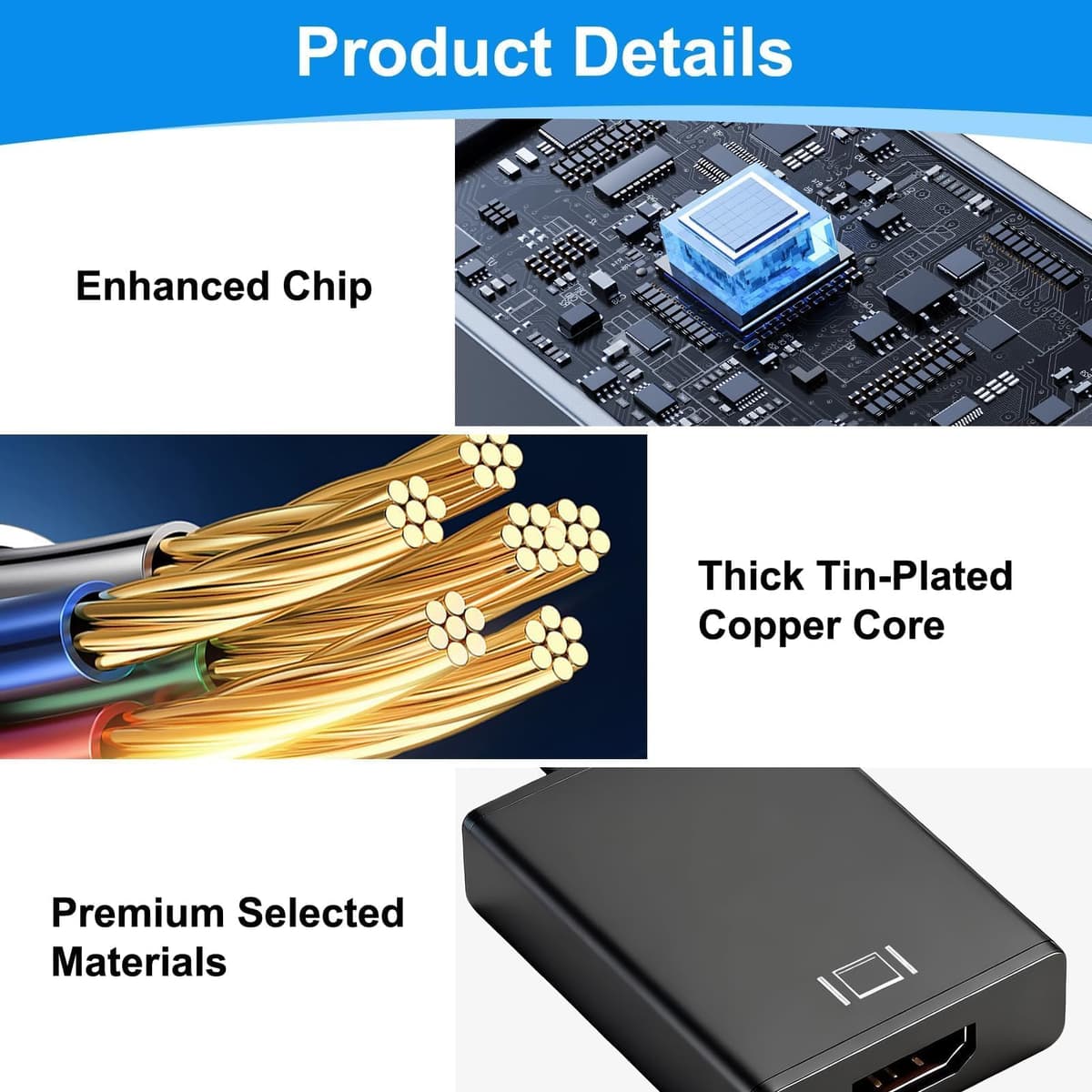 Adaptador USB a HDMI 1080P USB 3.0/2.0 Convertidor de Vídeo y Audio Alta Definición | USB a HDMI Cable para Monitor TV Proyector, Tarjeta Gráfica Externa Compatible con Windows 11 10 8 7 — view 3