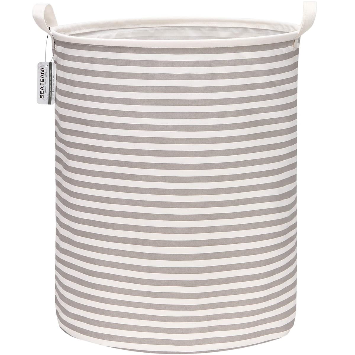 Sea Team 19.7 Inch Large Sized Waterproof Coating Ramie Cotton Fabric Folding Laundry Hamper Bucket Cylindric Burlap Canvas Storage Basket with Stylish Grid Pink Design — view 8