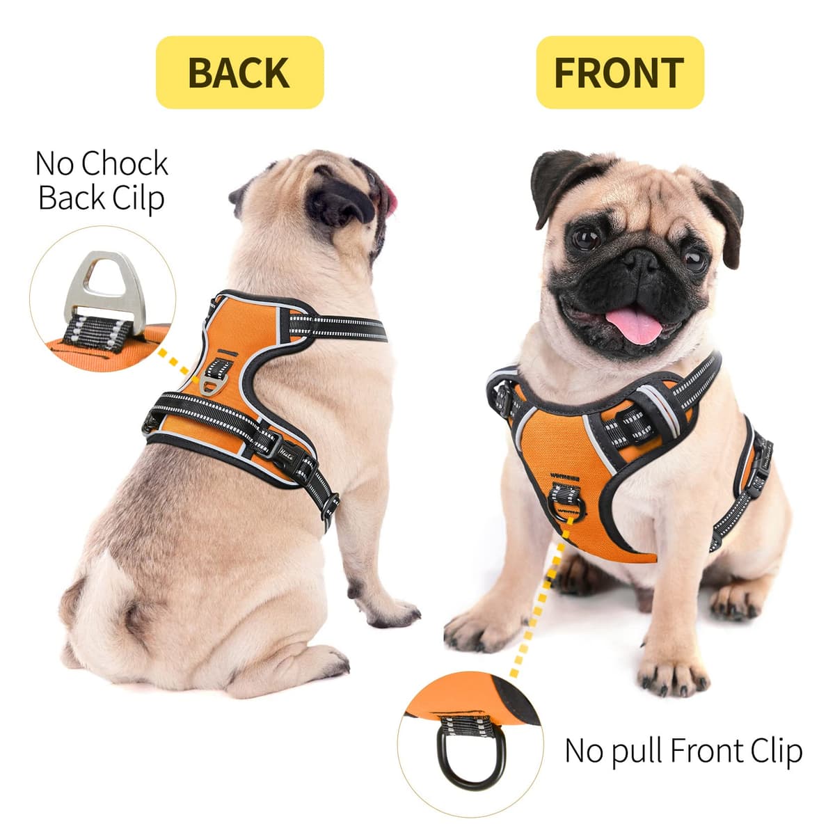 HEELE Dog Harness Medium No Pull Dog Vest Harness with Soft Handle Reflective Pet Harness for Outdoor Training Walking, Black, M — view 154