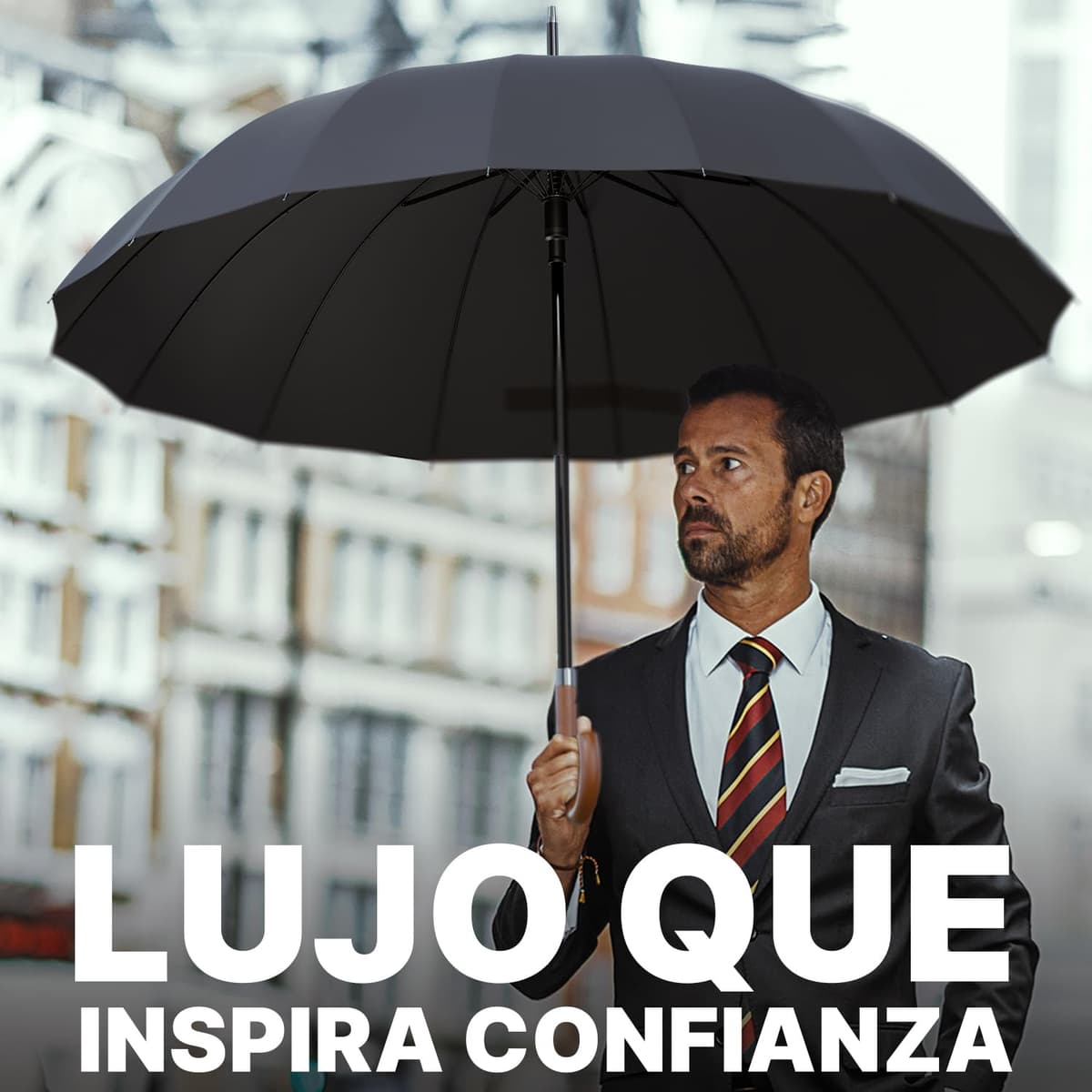 Royal Walk Paraguas Grande XXL Antiviento para Hombre y Mujer Automático Abierto Para 2 Personas de 54 Pulgadas Negro Paraguas Resistente al Viento de Golf Originale Impermeable 16 Varillas 120cm — view 5