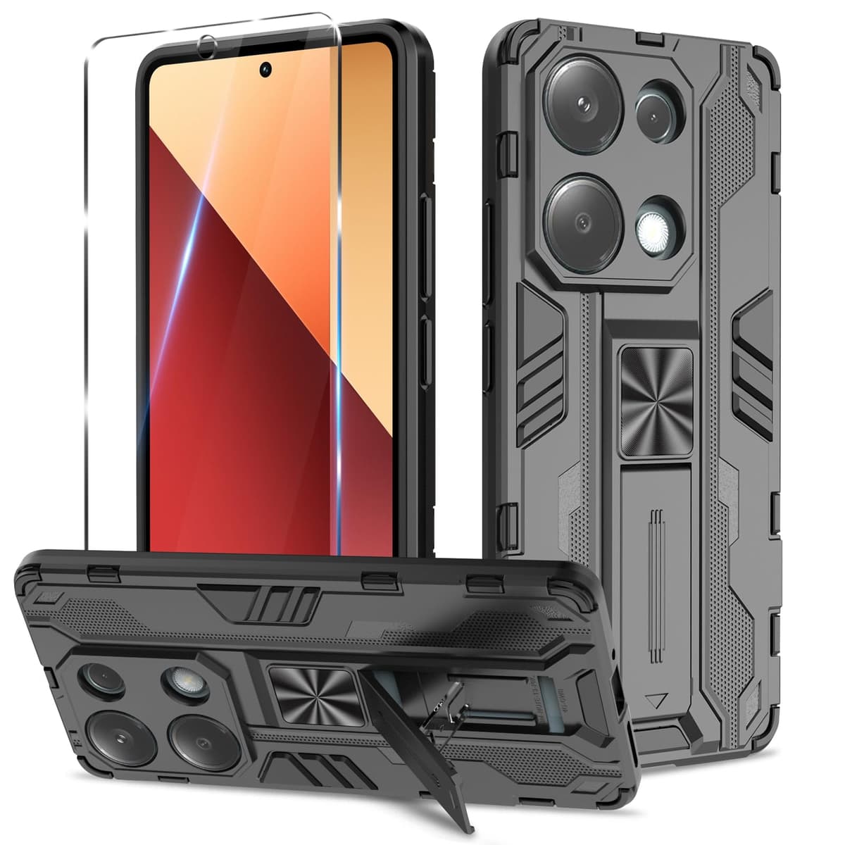 Funda para CMF Phone 2 Pro, Carcasa Antigolpes con Soporte anular metálico, Case Protectora de Grado Militar, Negro — view 618