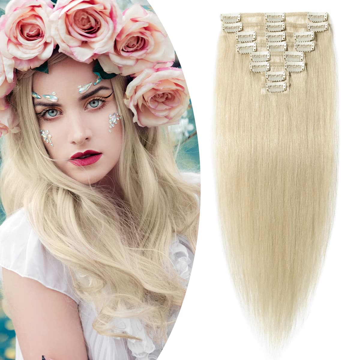 12 inch Clip in Hair Extension Human Hair One Piece 100% Real Remy [#2 Dark Brown] 3/4 Full Head Straight Hair Pieces for Women Invisible Short (40g) — view 63