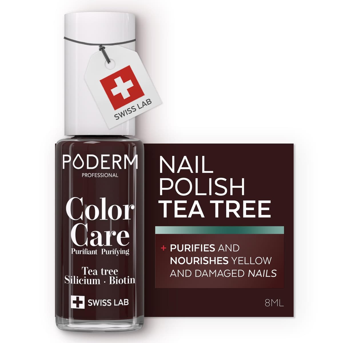 PODERM Nail Care Polish with Tea Tree - Rosewood | Swiss Lab - 8ML | Enriched with Tea Tree, Silicon & Biotin | Purifies, Clarifies & Nourishes Yellow Nails | Created by a Podiatrist — view 27