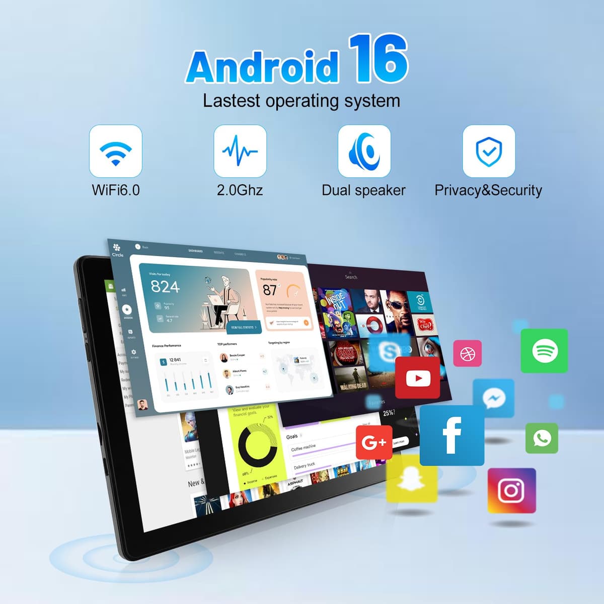 Tablet de 10 Pulgadas, Android 16 Tablet con Teclado, Octa Core, 36GB RAM 256GB ROM (1TB TF Expand) Cámara 5MP + 8MP 6000mAh Tablets de PC Touch Pad con Stylus Ratón Auricular y Caja — view 3