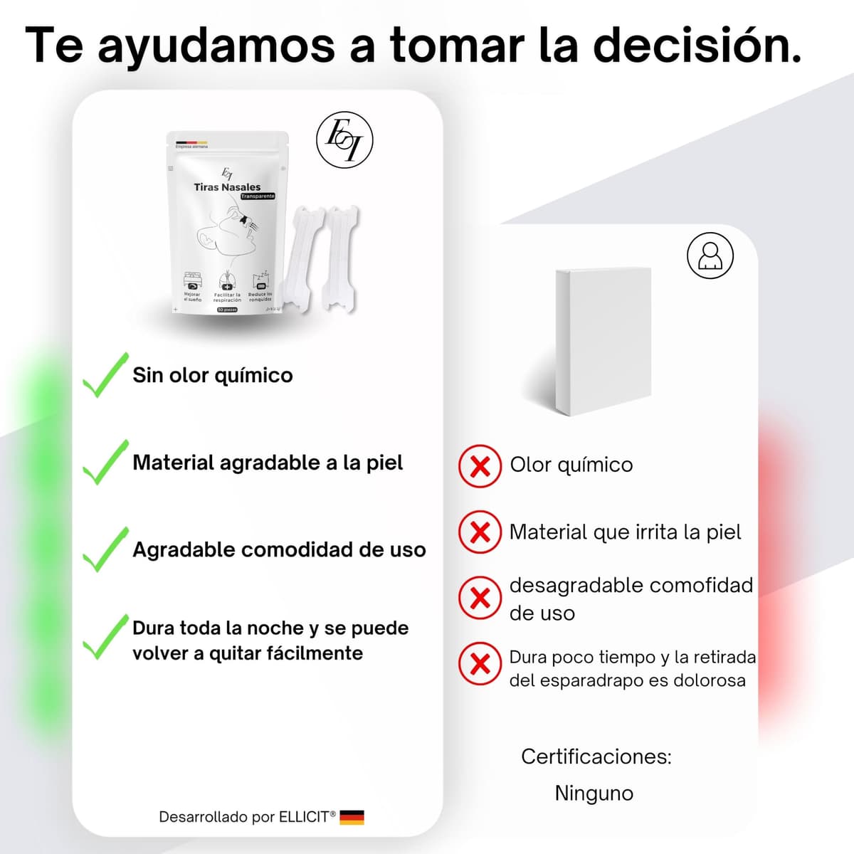 Ellicit Tiras Nasales Transparentes, paquete de 30 tiras nasales premium, contra los ronquidos, soporte extra para deportes y mejor calidad del sueño, mejor respiración con la nariz tapada — view 5