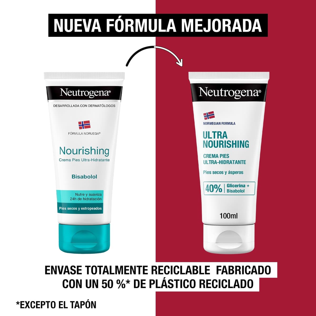 Neutrogena Fórmula Noruega Crema Pies Ultra Hidratante (pack de 2 x 100 ml), crema pies secos y agrietados, crema hidratante Neutrogena pies con 40% Glicerina y Bisabolol — view 7