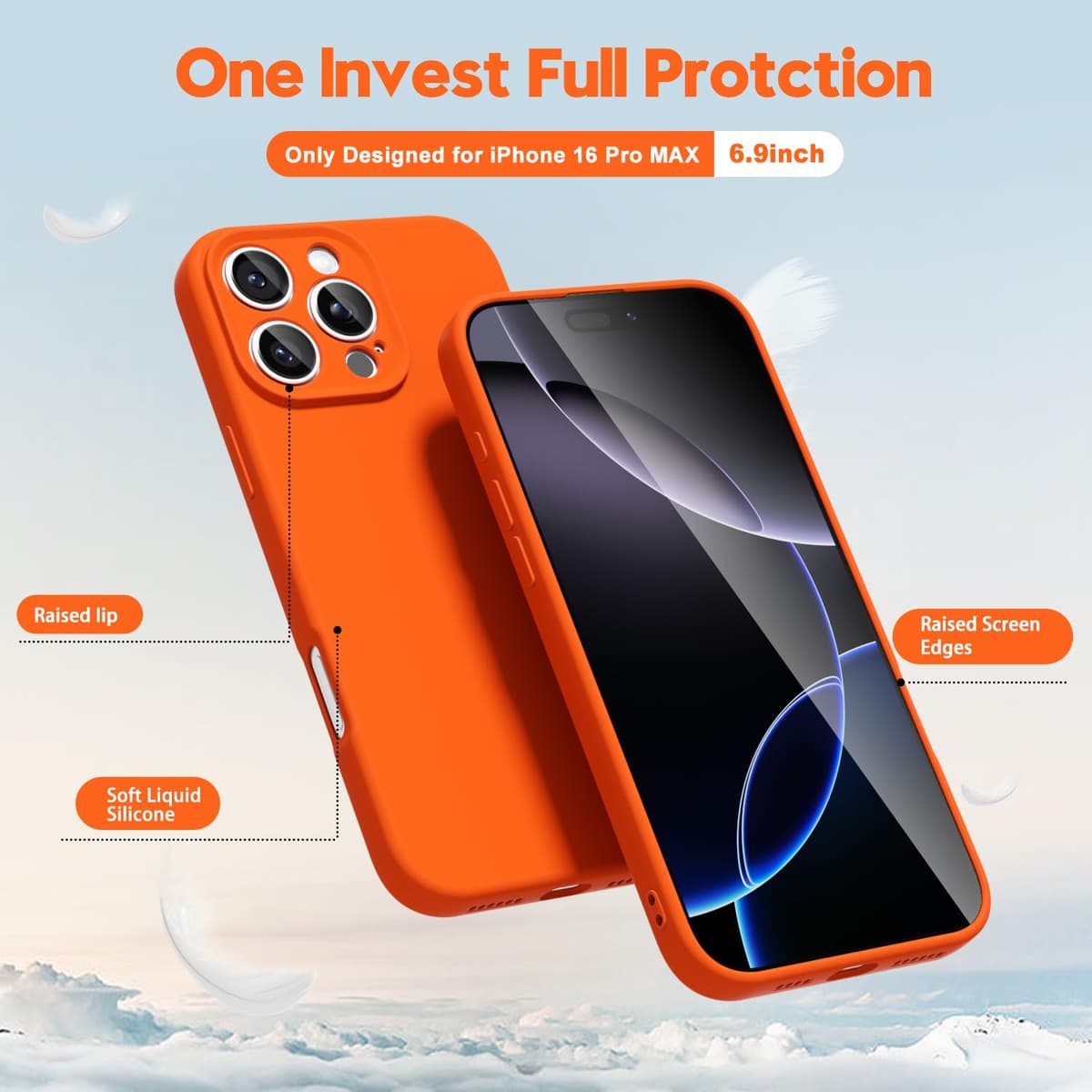 oakxco for iPhone 17 Pro Max Phone Case Liquid Silicone, Cute Thin Slim Grip Soft Rubber Gel for Women Men, Smooth Matte TPU Plain Solid Color Girly Simple Case with Camera Cover, Light Pink — view 1892