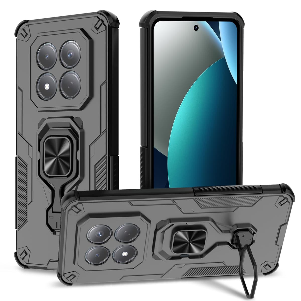 Funda para CMF Phone 2 Pro, Carcasa Antigolpes con Soporte anular metálico, Case Protectora de Grado Militar, Negro — view 77