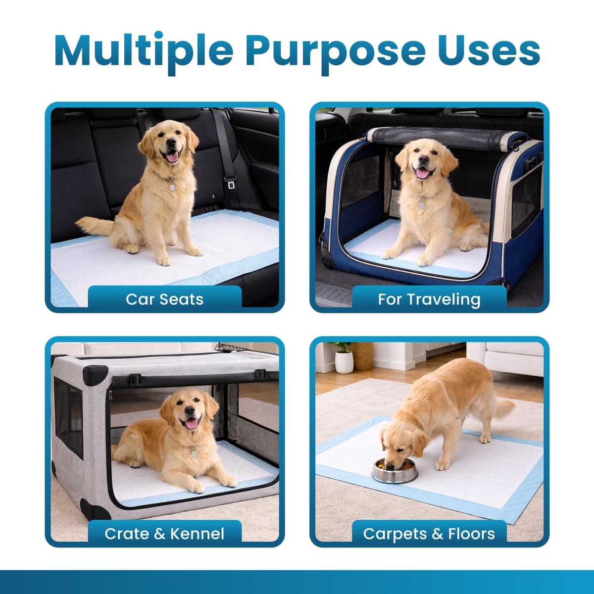 100 x DryEase Large Puppy Pads 60x60cm Disposable Puppy Training Pads | Highly Absorbent Leak-Proof Dog Training Pads | Premium Quality Quick-Dry Dog Pads (60x60cm - 100 Count). — view 5