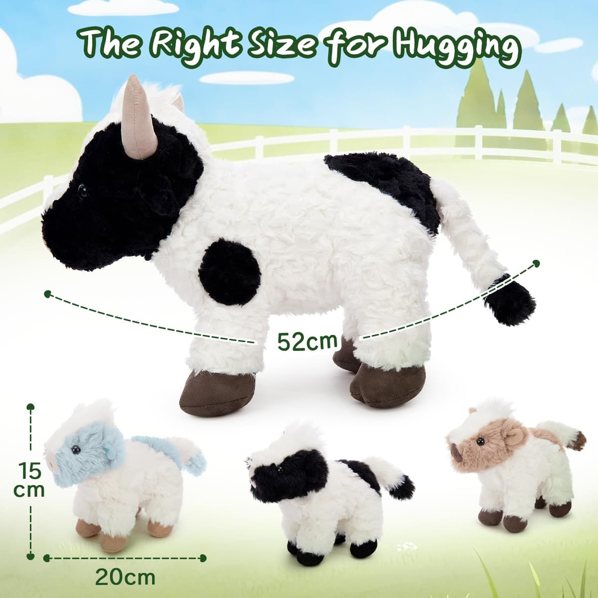 MorisMos Cow Soft Toy with Babies inside, Lifelike Cow Stuffed Animal Plush Cuddly, Kawaii Presents for Kids Girls Boys Birthday Party Decorations (52 cm) — view 3