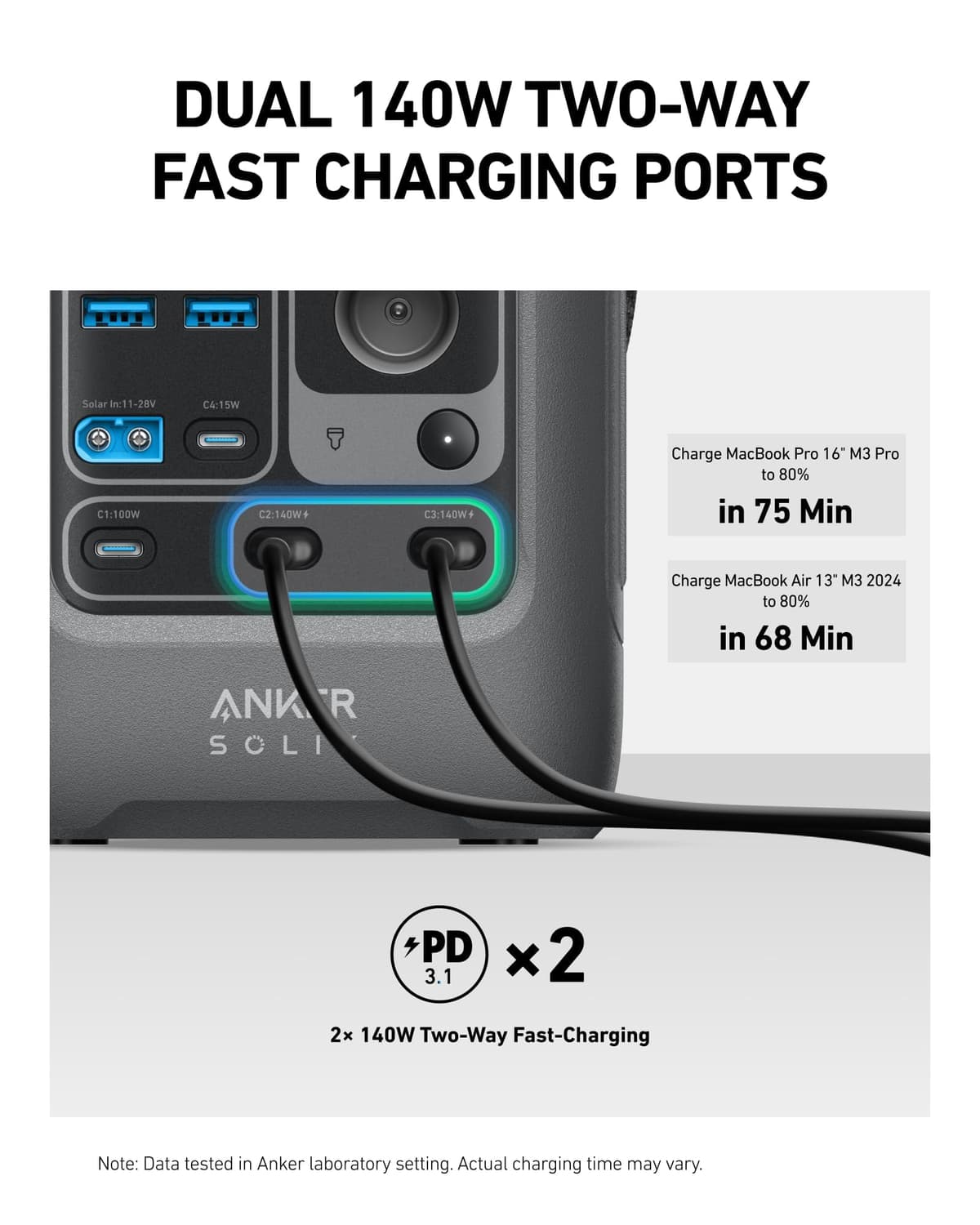 Anker SOLIX C300 DC Portable Power Station & Power Bank, 288Wh LiFePO4 Battery, 300W Solar Generator, for Camping, Outdoors, Travel & Emergency (No Wall Adapter Included) — view 5