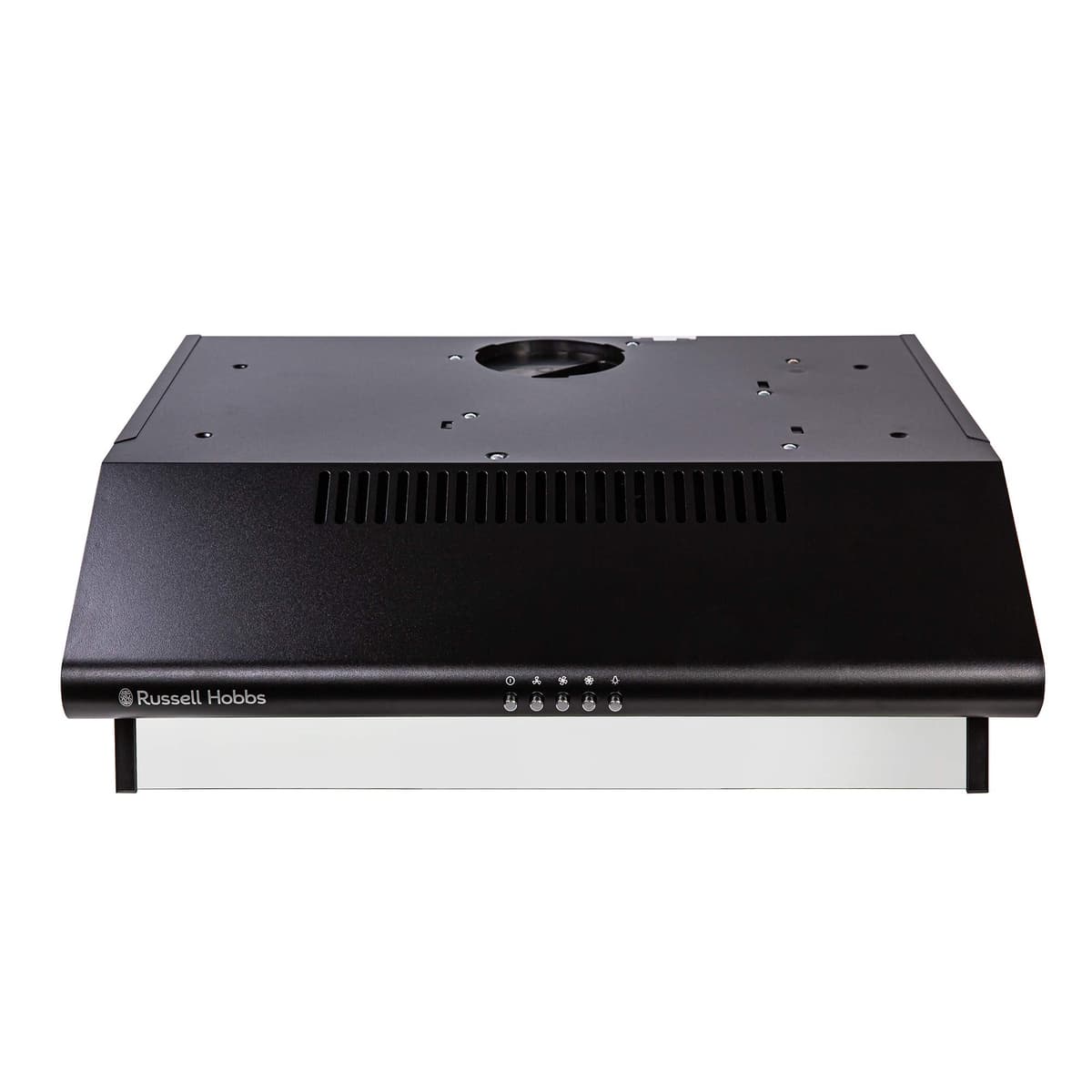 Russell Hobbs 60cm Wide Visor Cooker Hood in Black Steel, 3 Speed Settings, Washable Filters, LED Lights, Low Noise, Extraction and Recirculation, Premium Push Button Controls, RHVSRCH602B-M — view 2