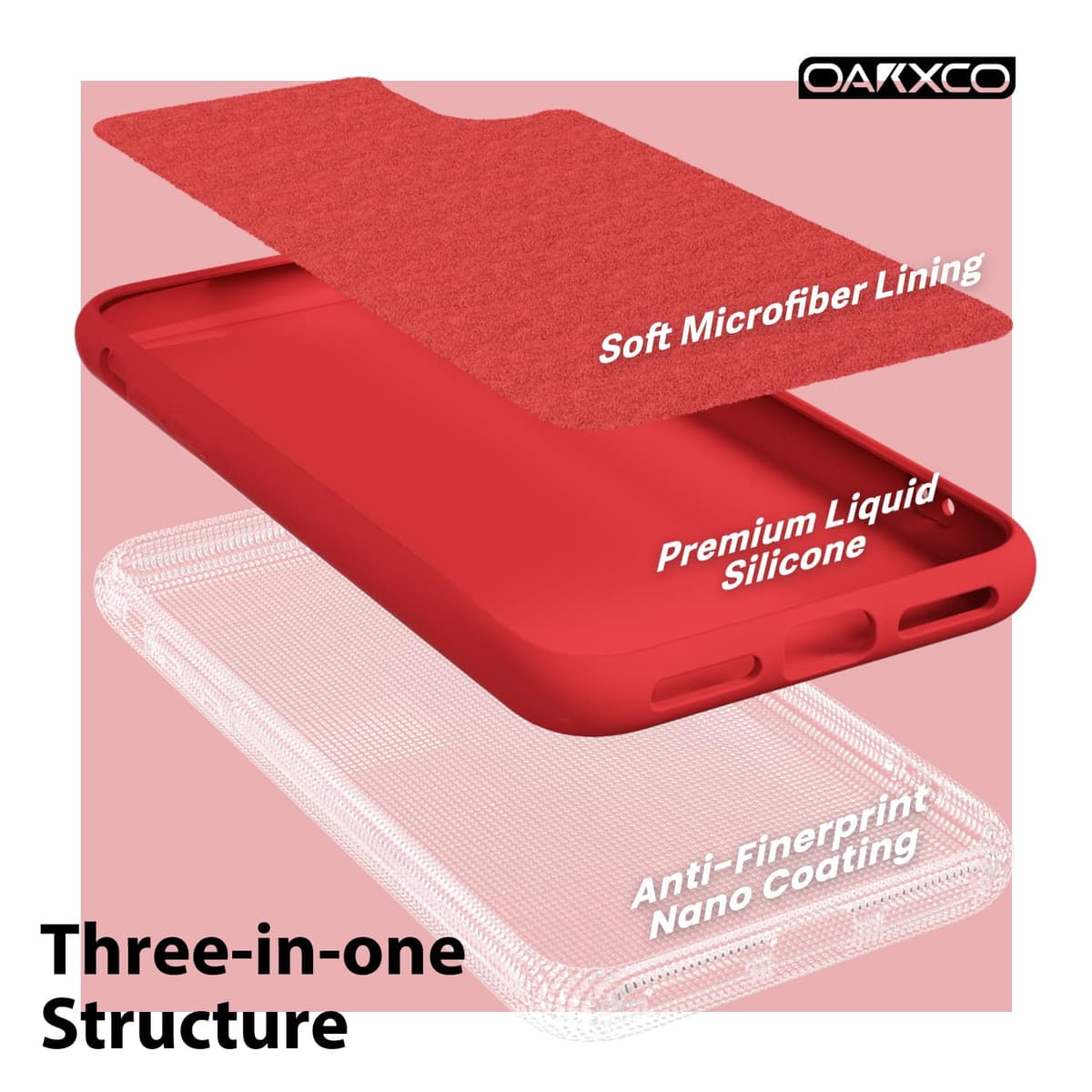 oakxco for iPhone 17 Pro Max Phone Case Liquid Silicone, Cute Thin Slim Grip Soft Rubber Gel for Women Men, Smooth Matte TPU Plain Solid Color Girly Simple Case with Camera Cover, Light Pink — view 1425