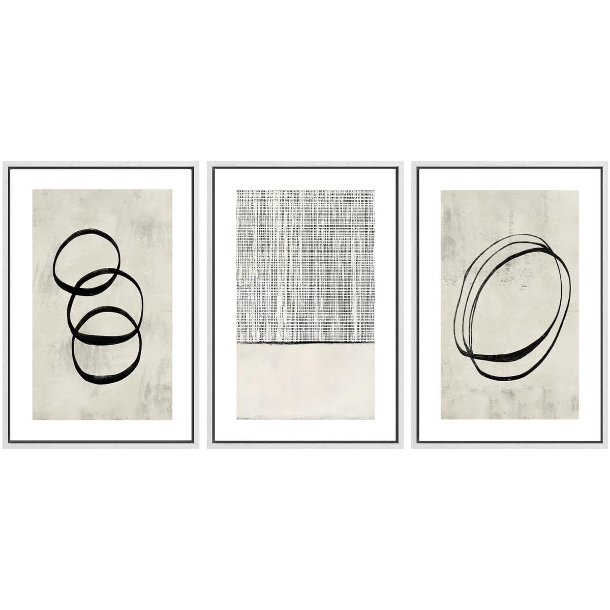 SIGNWIN Framed Canvas Print Wall Art Set Blue White Grunge Geometric Pattern Abstract Shapes Cozy Neutral Decorative Contemporary Minimal for Living Room, Bedroom, Office - 24"x36"x3 Natural — view 16