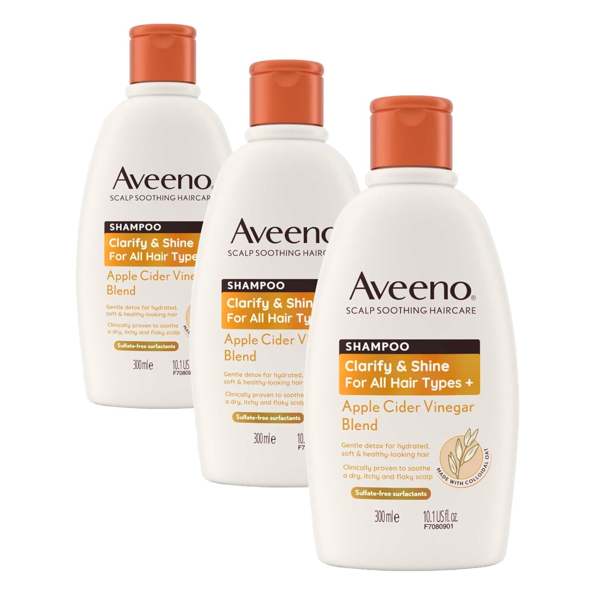 Aveeno Scalp Soothing Haircare Clarify & Shine Shampoo, Apple Cider Vinegar Blend, for All Hair Types, Soothes Dry, Itchy & Flaky Scalp, Clinically Proven, Sulfate Free, 300ml — view 12