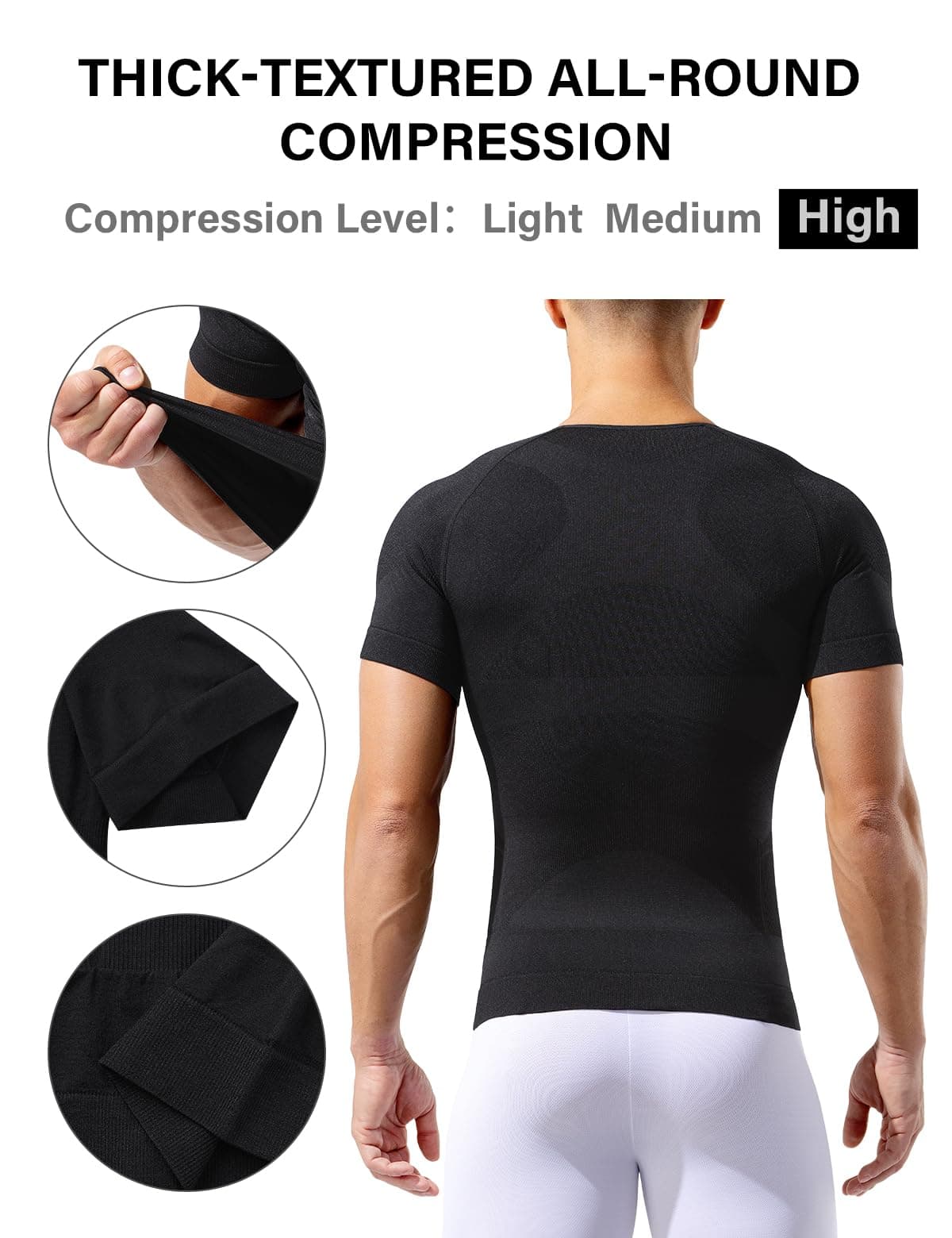 Casey Kevin Camiseta Compresión Hombre, Faja Reductora Hombre Adelgazante, Manga Corta Moldeadora Shapewear Secado Rápido para Gimnasio, Fitness, Deporte — view 4