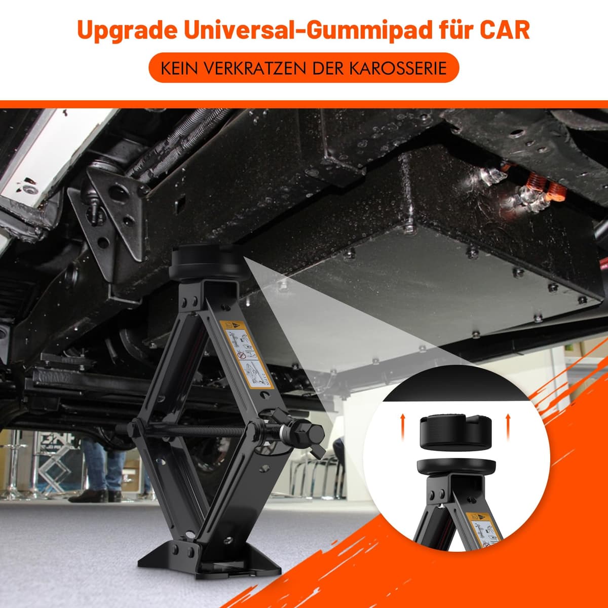 IMAYCC Nuevo Gato para Coche 2.5T/2500kg, Kit de Gato Coche con 2 Piezas Bloque De Goma Universal, Portátil Kit de Emergencia con Llave de Tuercas de Rueda. — view 3