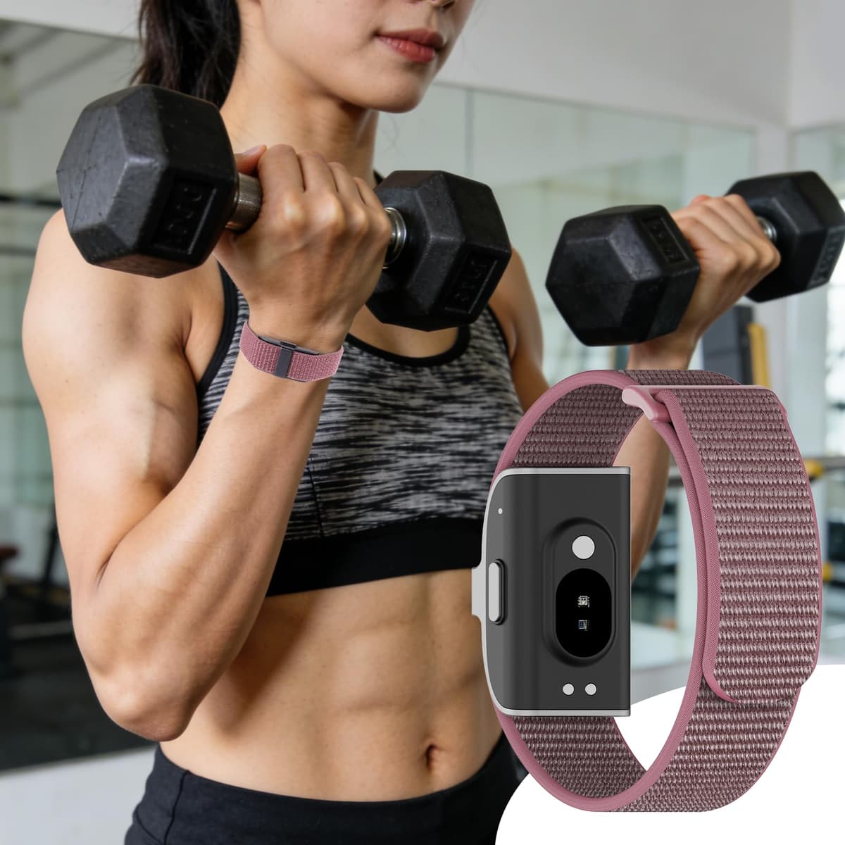 ZOOROO Nylon Loop Sport Replacement Bands Compatible with Hume Health Band, Soft Breathable Adjustable Wrist Band for Hume Band Replacement Strap Wristband for Fitness Tracker Women Men — view 5