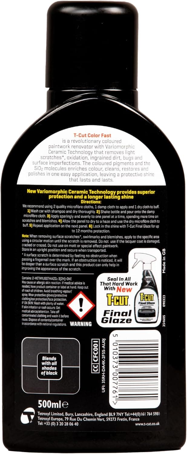 T-Cut Colour Fast 3-in-1 Paintwork Renovator, Black, 500ml
