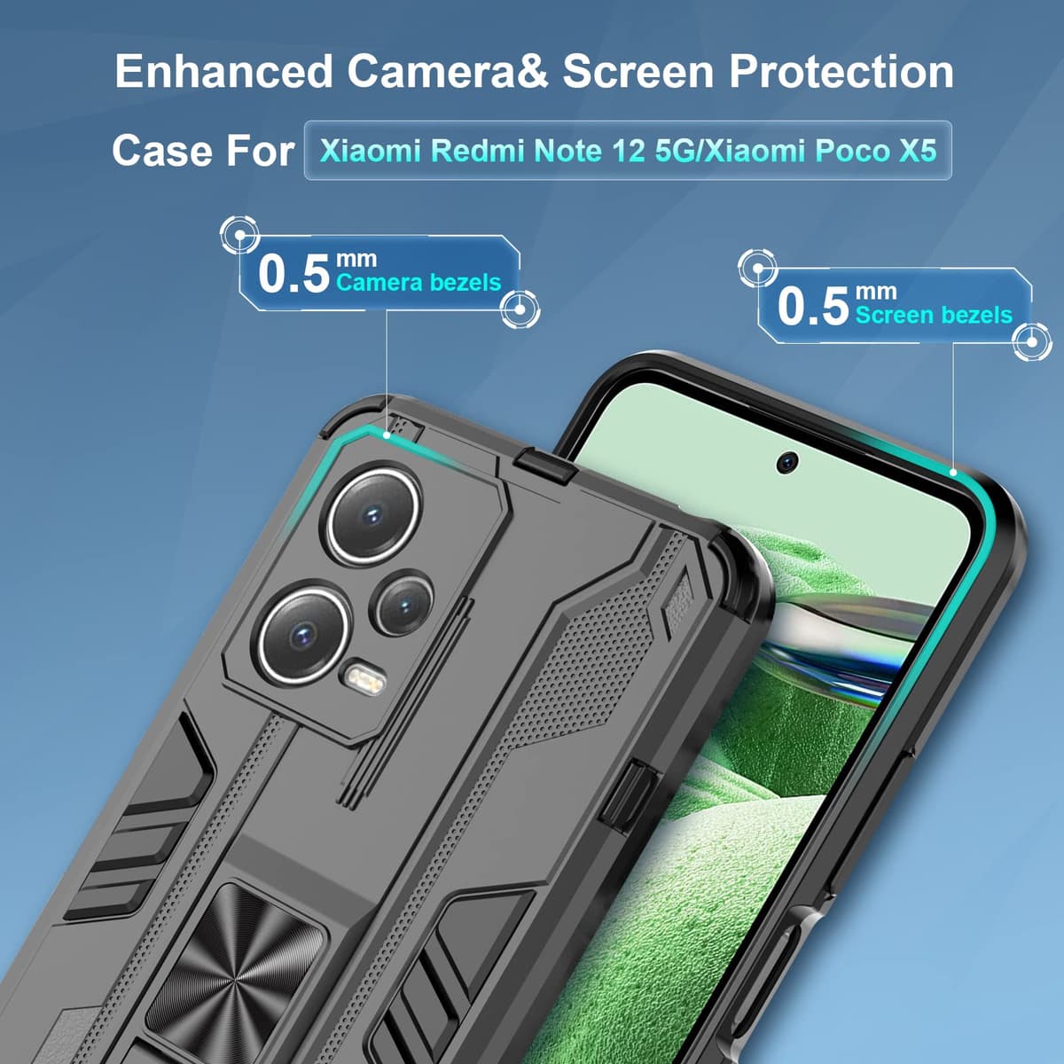 Funda para CMF Phone 2 Pro, Carcasa Antigolpes con Soporte anular metálico, Case Protectora de Grado Militar, Negro — view 1758