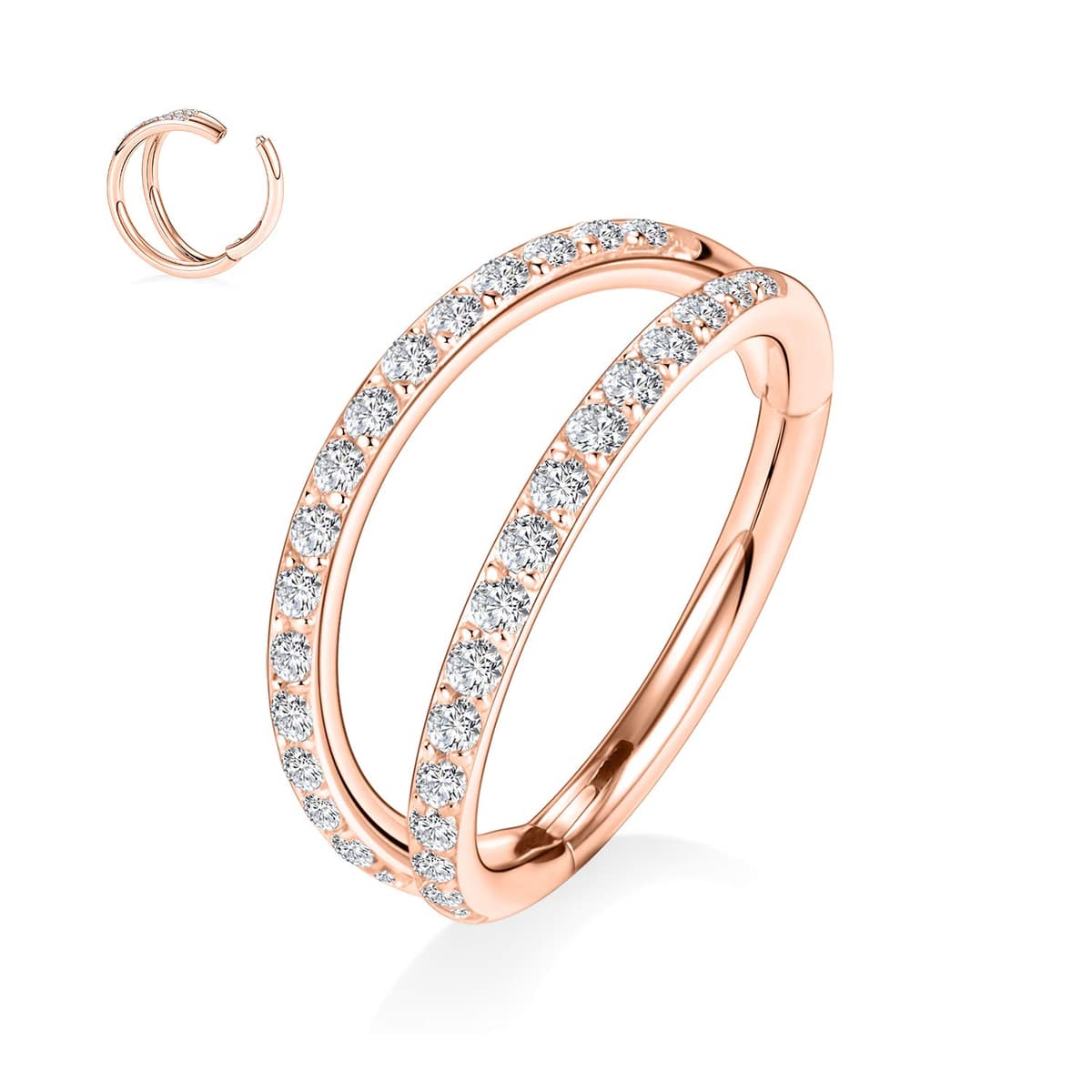 hengkaixuan Triple Double Nose Hoop Ring Sleeper Hoop Earring Helix Rook Conch Cartilage Daith Tragus Earrings Septum Ring Lobe Nose Piercing Jewellery for Women — view 58