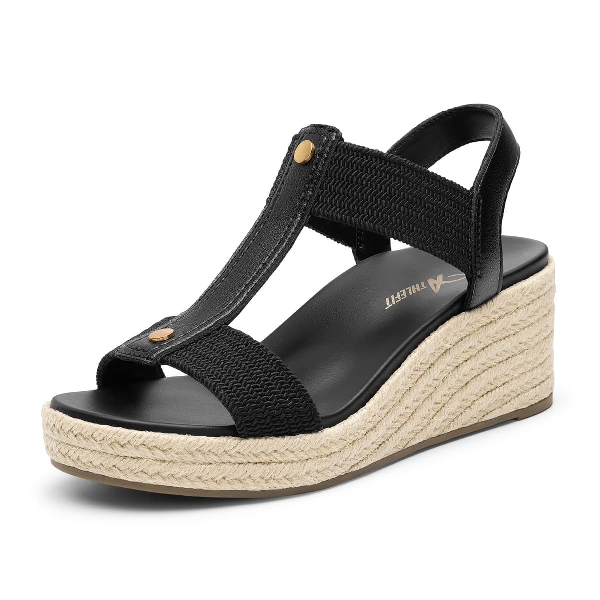 Athlefit Women's Espadrille Platform Wedge Sandals Comfortable Casual Open Toe Summer Dressy Arch Support Sandals with Elastic Strap — view 9