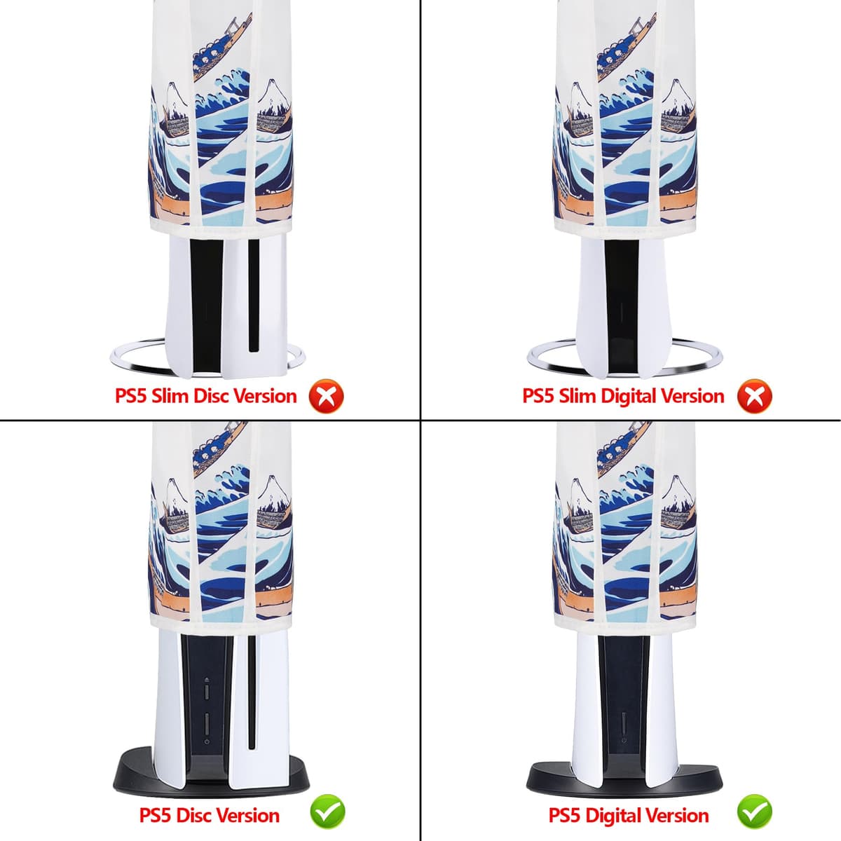 PlayVital Cubierta a Prueba de Polvo para ps5 Consola Funda contra Polvo Guardapolvo de Nylón Protector Anti-agua Forro Suave Fácil de Acceso Cubierta Antipolvo para ps5 Consola(La Gran Ola) — view 2