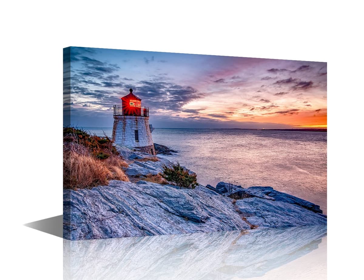 Wall Art for Living Room Beach Canvas Art Wall Decor Blue Sea Sunset Pictures Print on Canvas Natural Landscape Painting Seascape Artwork Stretched Framed Ready to Hang 12x18inch — view 36