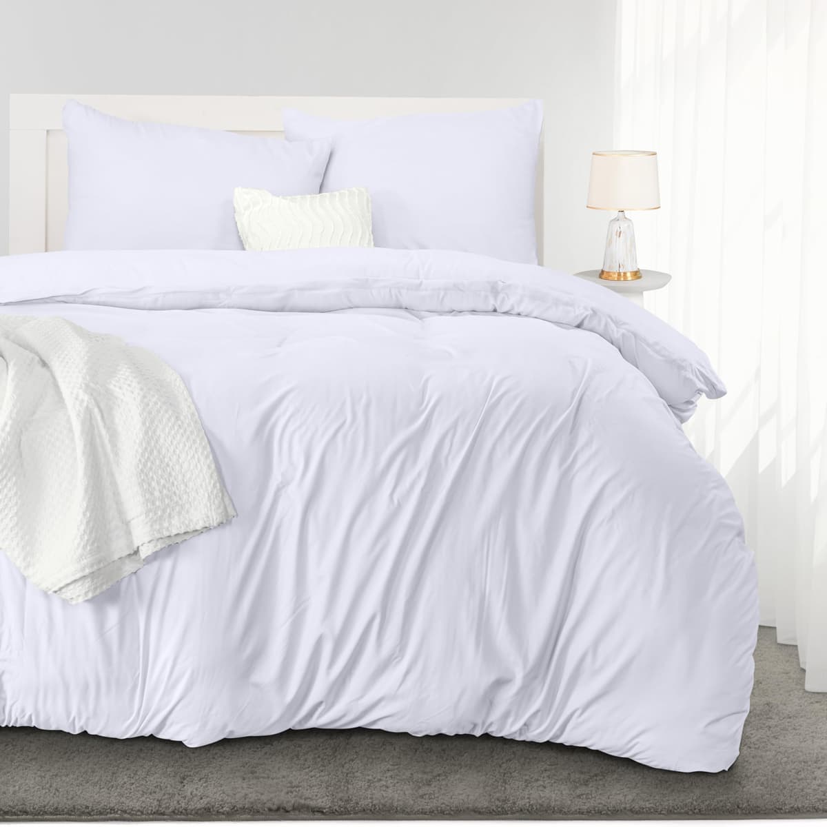 Utopia Bedding Funda Nordica Cama 180 - Microfibra Juego de Funda Nordica 240x260 cm y 2 Fundas de Almohada 65x65 cm (Blanco) — view 3