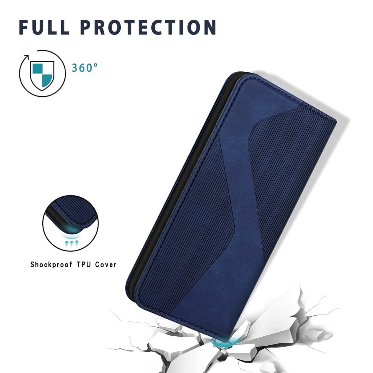 Funda para OPPO Reno 8 Lite 5G, Funda Libro de Cuero con Ranura para Tarjeta y Magnético, Wallet Flip Caso Cubierta Case Carcasa para OPPO Reno 8 Lite 5G (Azul) — view 3