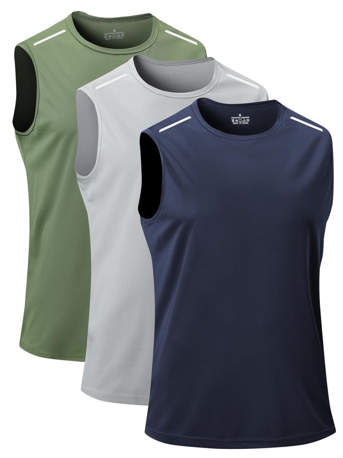 Paquete de 3 camisetas sin mangas para hombre, camisetas deportivas ligeras para viajes, deportes y uso casual — view 3