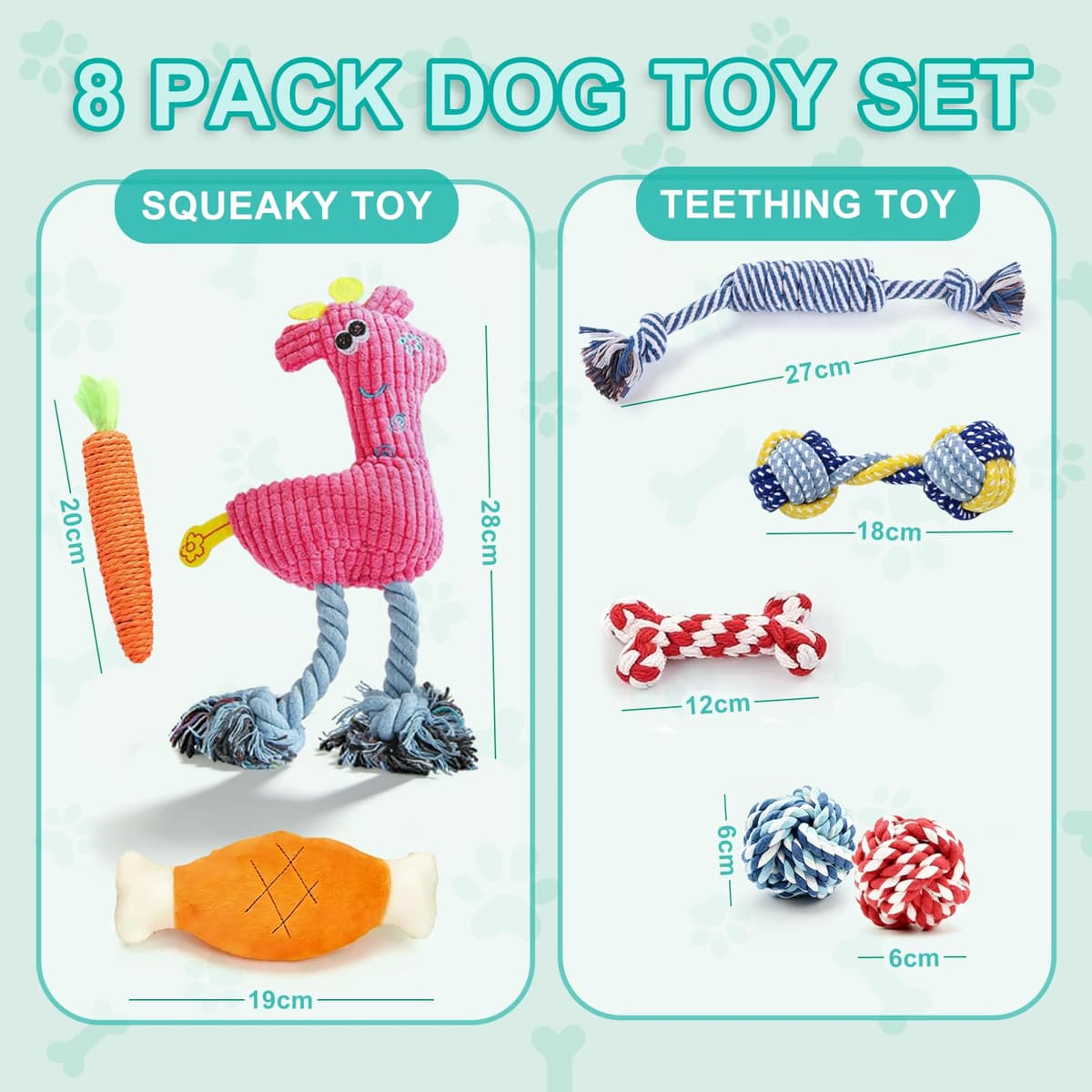 8 Piezas Juguetes para Perros,Juguete para Morder para Perro,uguete Perro ecológico, Seguro y Duradero se Puede Utilizar para Limpiar los Dientes de los Perros — view 2