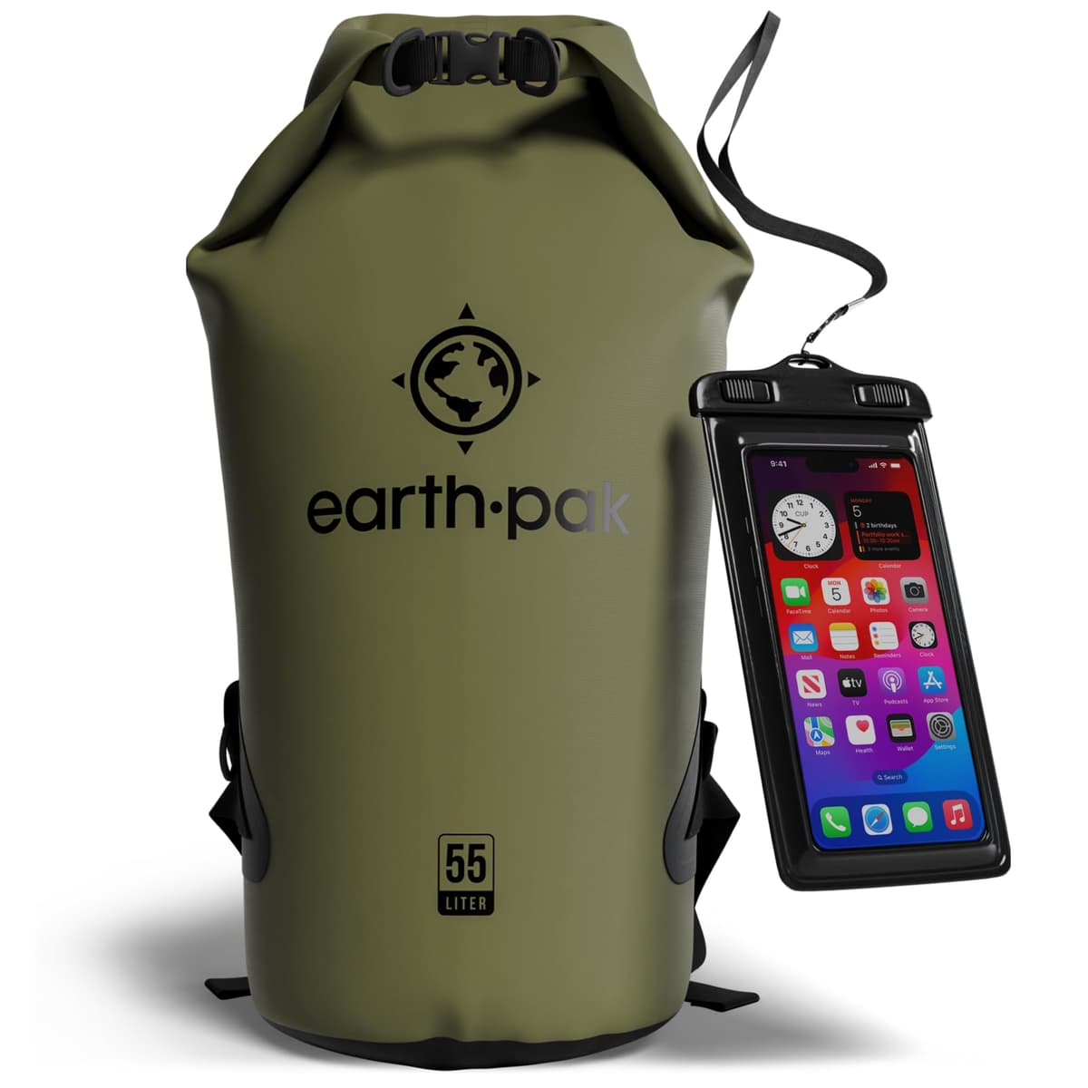 Earth Pak Waterproof Dry Bag - Roll Top Waterproof Backpack Sack Keeps Gear Dry for Kayak with Waterproof Phone Case — view 40
