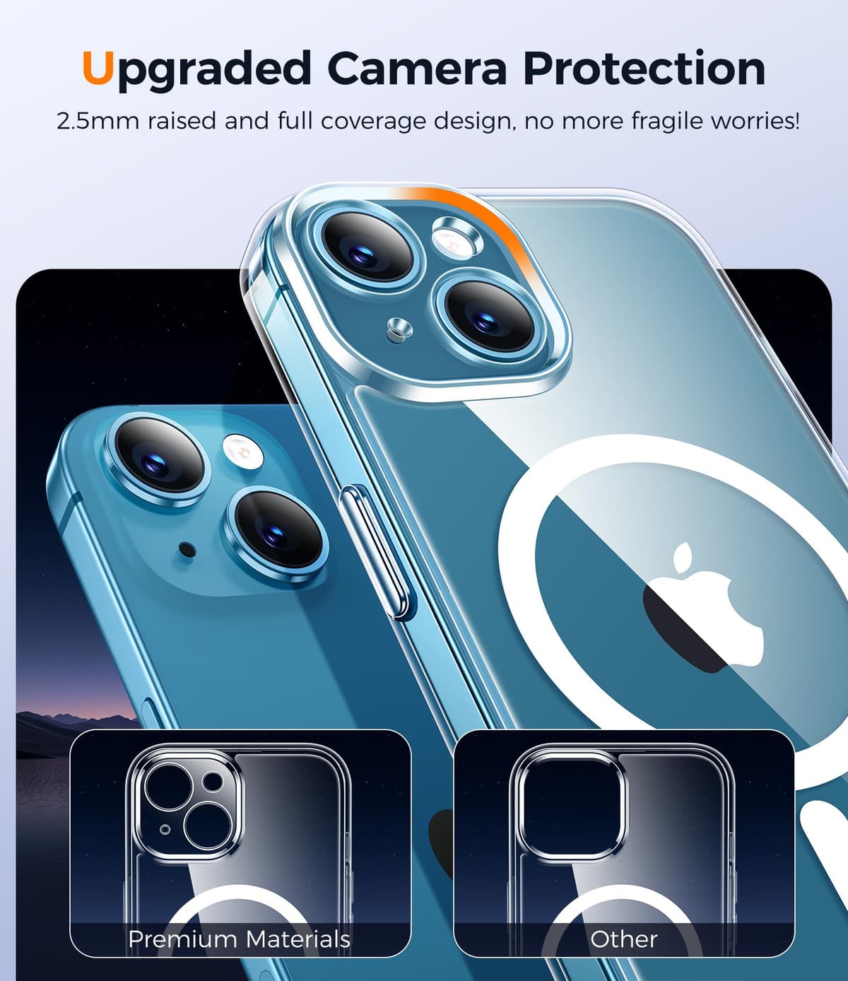 Opkiegrn Magnética Funda para iPhone 13 con Cuerda, Protección Lente Cámara, Compatible con MagSafe, con Negro Cordón Carcasa [Anti-Amarillo] Anti-Choques Ultra Fina Funda para iPhone 13 -Transparente — view 4