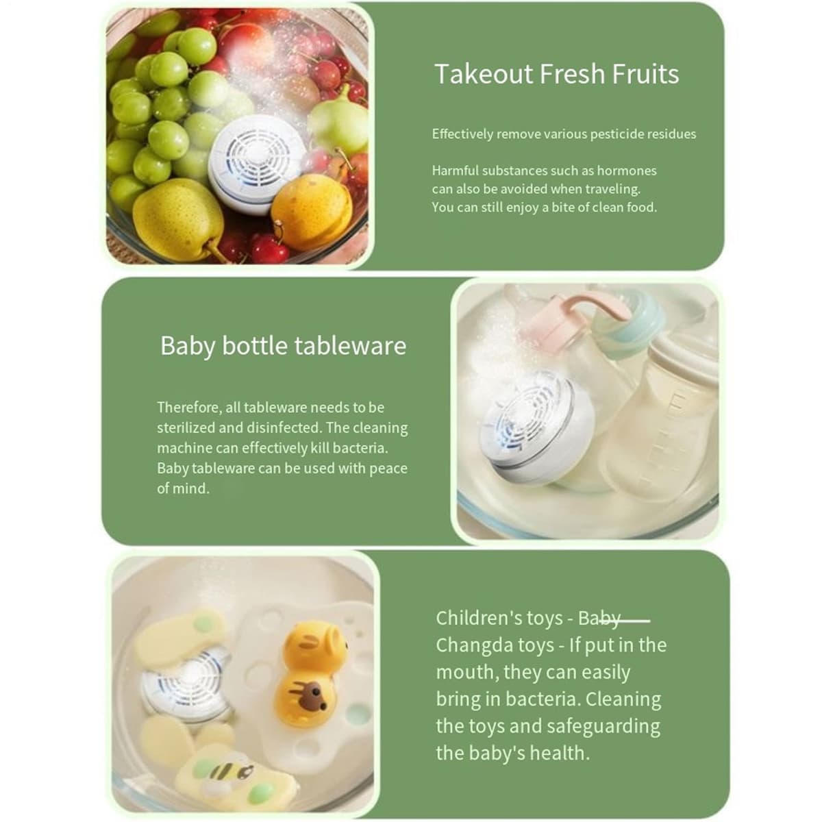 Fruit and Vegetable Washing Machine, Portable Fruits Food Purifier, Automatic Vegetable Fruit Cleaner Washer, Vortexs Technology to RemovePesticides, for Home Kitchen Cooking Use — view 2