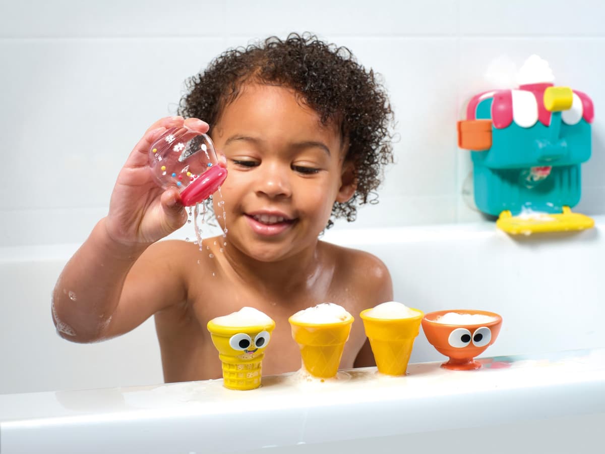 Toomies Foam Cone Factory Deluxe - Ice Cream Foam Maker Baby Bath Toys - Wall Mounted Bubble Bath Toys for Kids - Pretend Play Water Toys - Toddler and Baby Sensory Toys - Plus 18 Month Old Toys — view 2