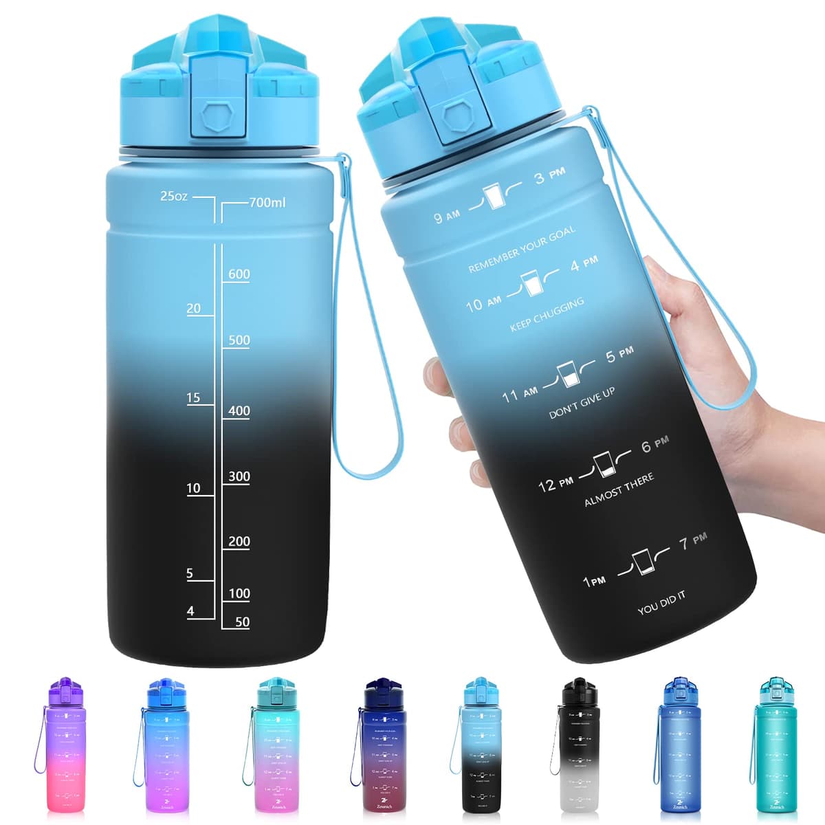 ZOUNICH Botella Agua Deporte, Botella Agua Niños sin BPA Reutilizable Plástico Tritan - 500 ml / 700 ml / 1 l, Cantimploras para Te con Filtro, para Infantil, Gimnasio, Bicicleta — view 24