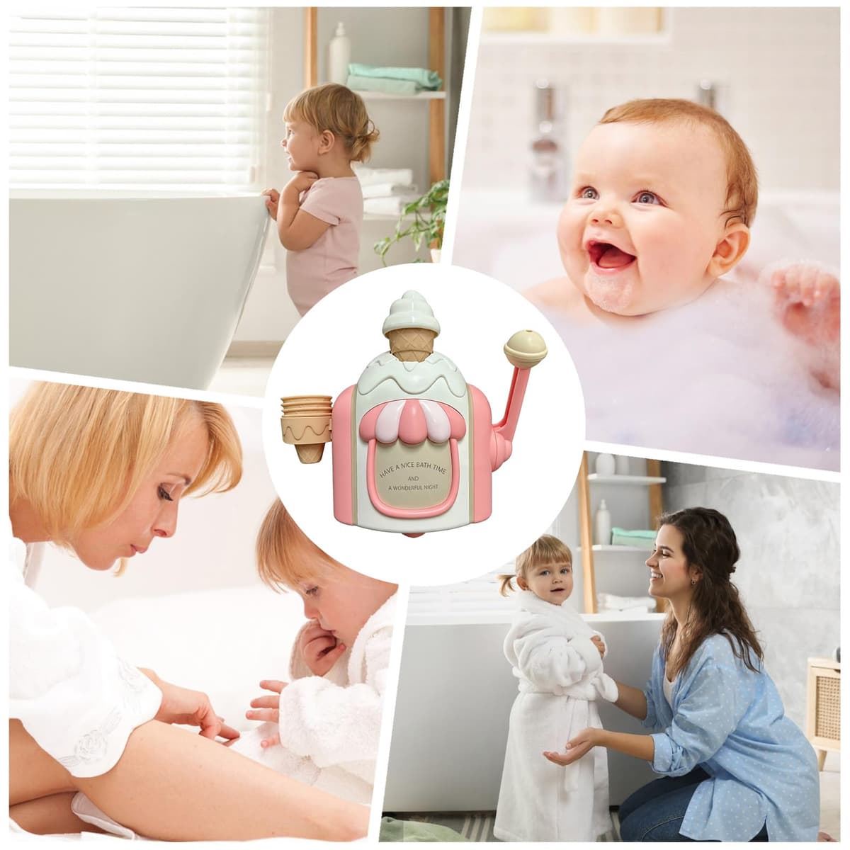 Juguete de baño de espuma de helado, juguete educativo, juego de rol, juego de agua, máquina de burbujas de jabón, para tiempo de juego en interiores, niños y niñas a partir de 4 años — view 3