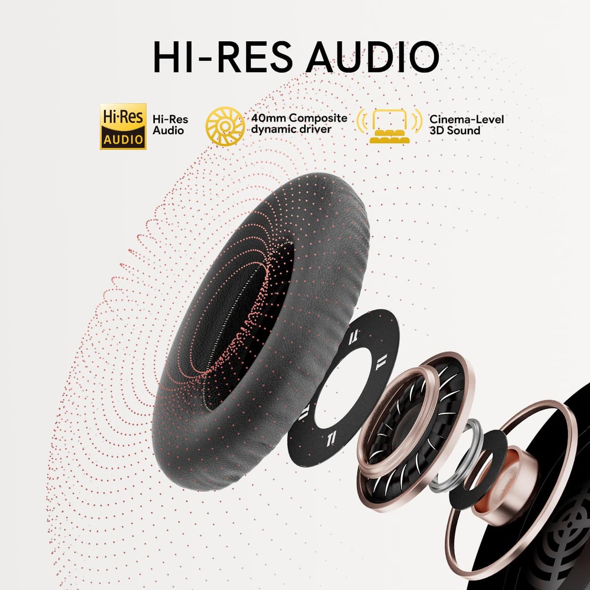 QCY H3 Cascos Inalámbricos Bluetooth 5.4 Diadema con Cancelación de Ruido Activa Híbrida, Hi-Res Audio, 60 Horas de Reproducción, Plegables Auriculares Over Ear Compatible con iOS/Android — view 6