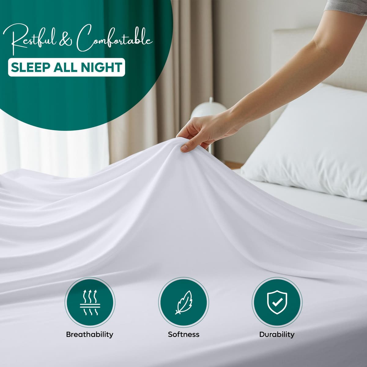 Utopia Bedding - Flat Sheet Double - Easy Care Soft Brushed Polyester - Microfiber Fabric - Wrinkle, Shrinkage, and Fade Resistant - White — view 3