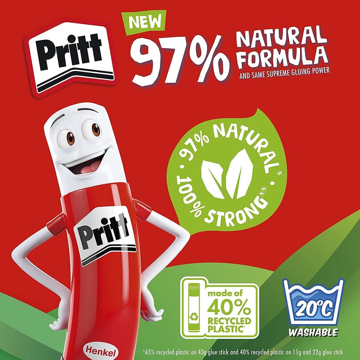 Pritt Glue Stick, Safe & Child-Friendly Craft Glue for Arts & Crafts Activities, Strong-Hold adhesive for School & Office Supplies, 22 g (Pack of 3) — view 3