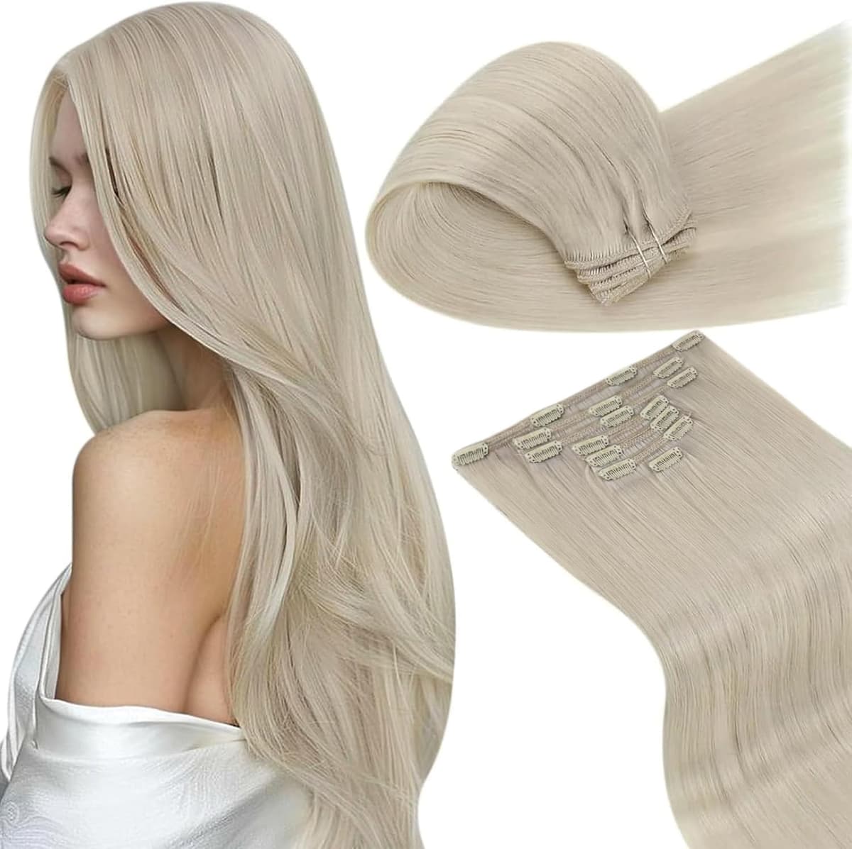 LaaVoo Hair Extensions Clip in Real Human Hair Brown Clip in Hair Extensions Dark Brown Remy Straight Hair Full Head Double Weft 80g 5pcs 14 Inch #4 — view 18