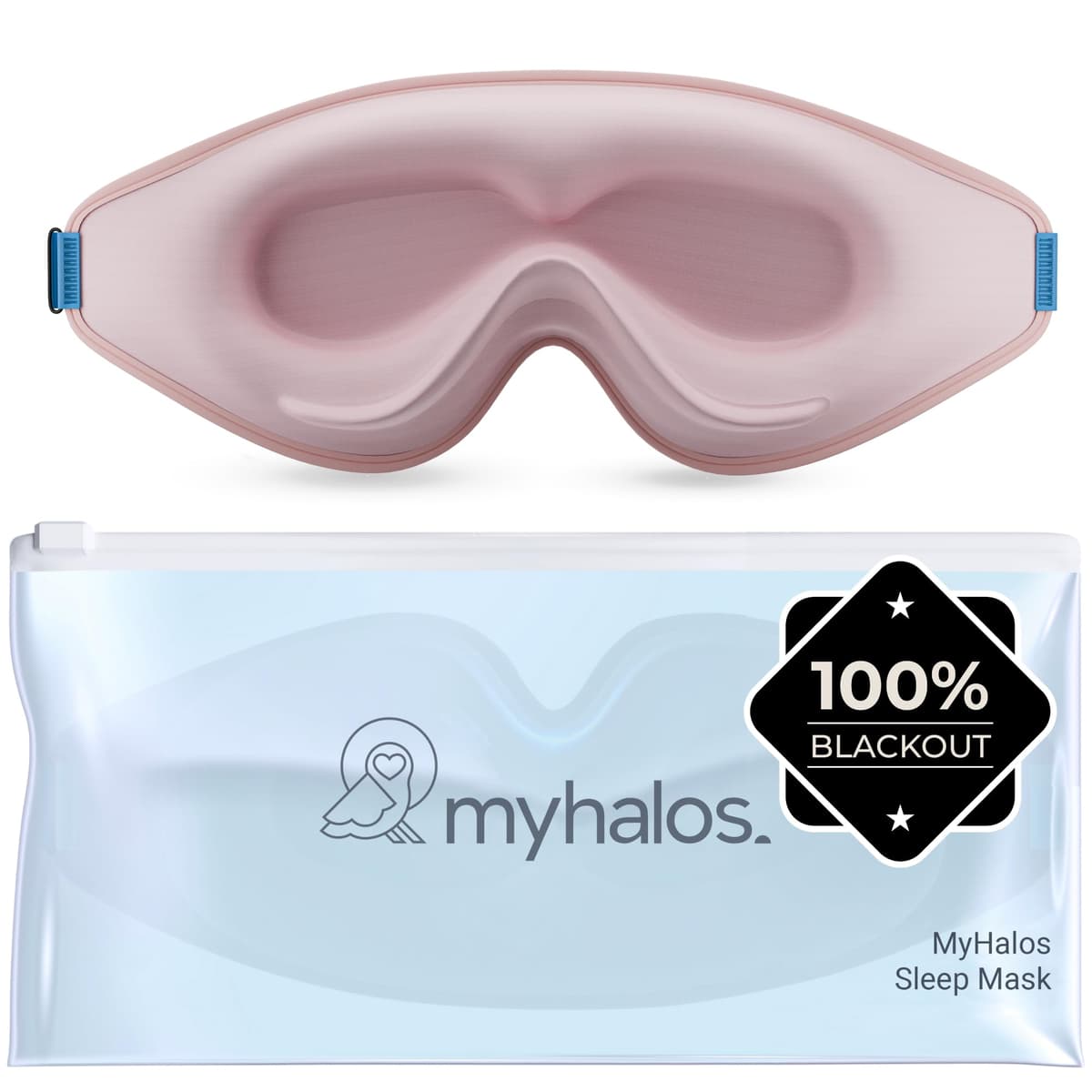 MyHalos® 100% Blackout Sleep Masks for Women & Men - Zero Eye Pressure Eye Mask for Sleeping -Our Halo Sleep Mask Includes a Storage Pouch- Black Eye Mask for Travel or Blindfold — view 9