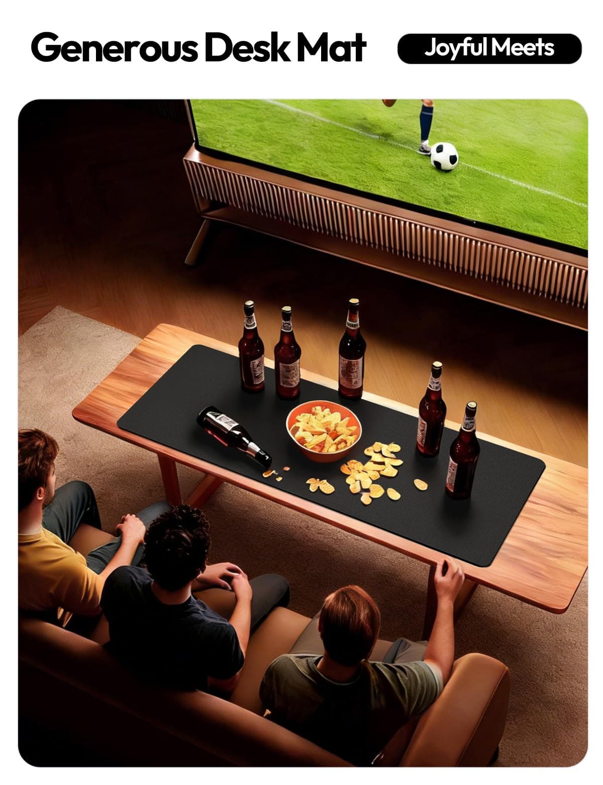YSAGi Leather Desk Mat, Large Mouse Mat, Non-Slip Desk Pad, Waterproof Leather Table Protector Writing Pad for Office and Home (60 x 35 cm, Black) — view 7