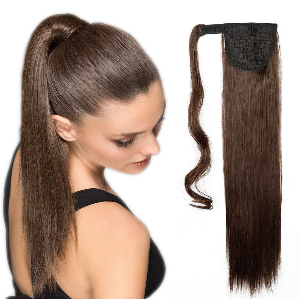 17"(43cm) SEGO Ponytail Long Synthetic Hair Looks Natural [Red Brown/Orange] Clip in Hair Extensions Curly Tail Ponytail Extension (90g) — view 13