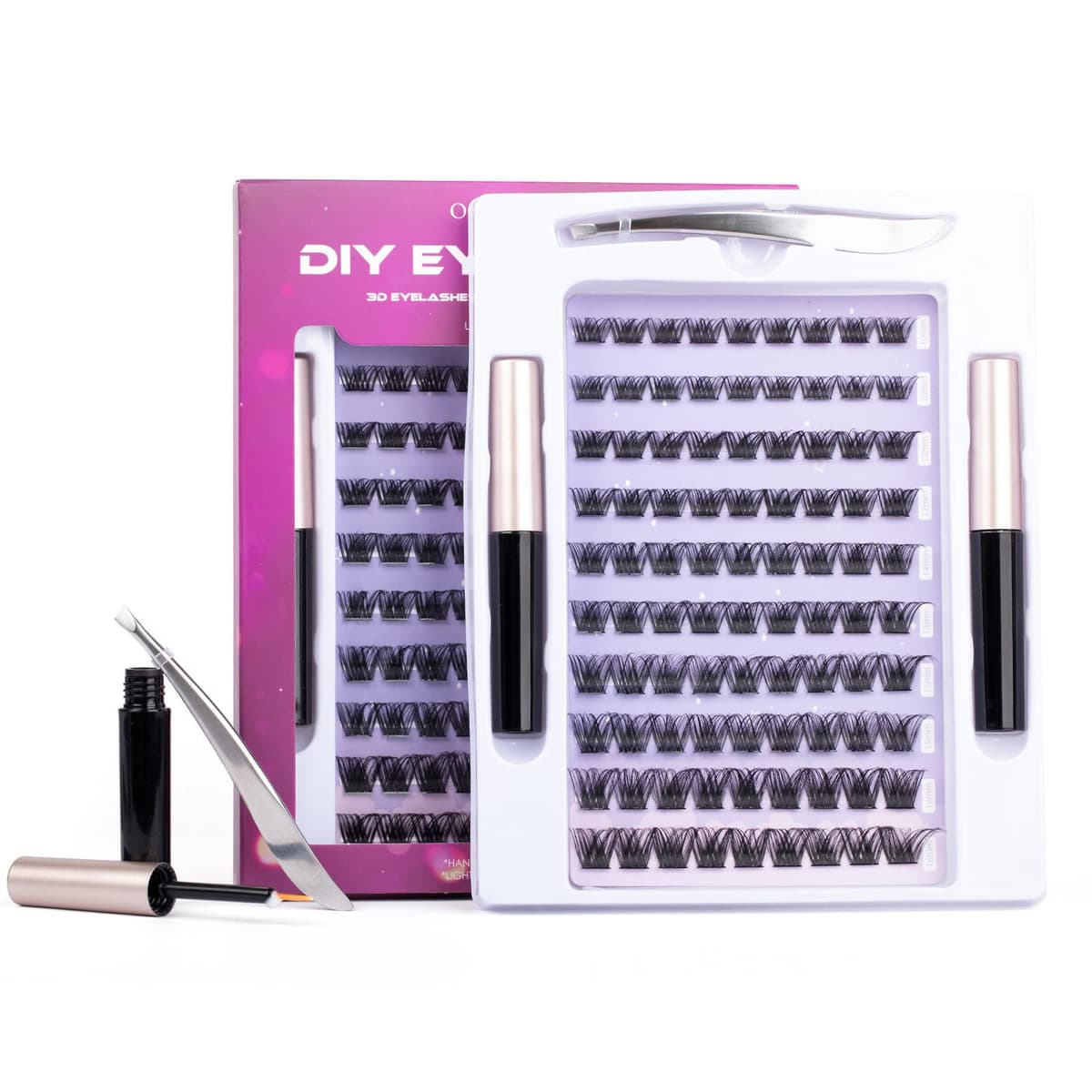 False Eyelashes Russian Strip Lashes D Curl 3D 10 Pairs Fake Lashes Natural False Eyelashe with Eyelash Glue Clear Adhesive Long Lasting Waterproof Multipack Eyelashes — view 12